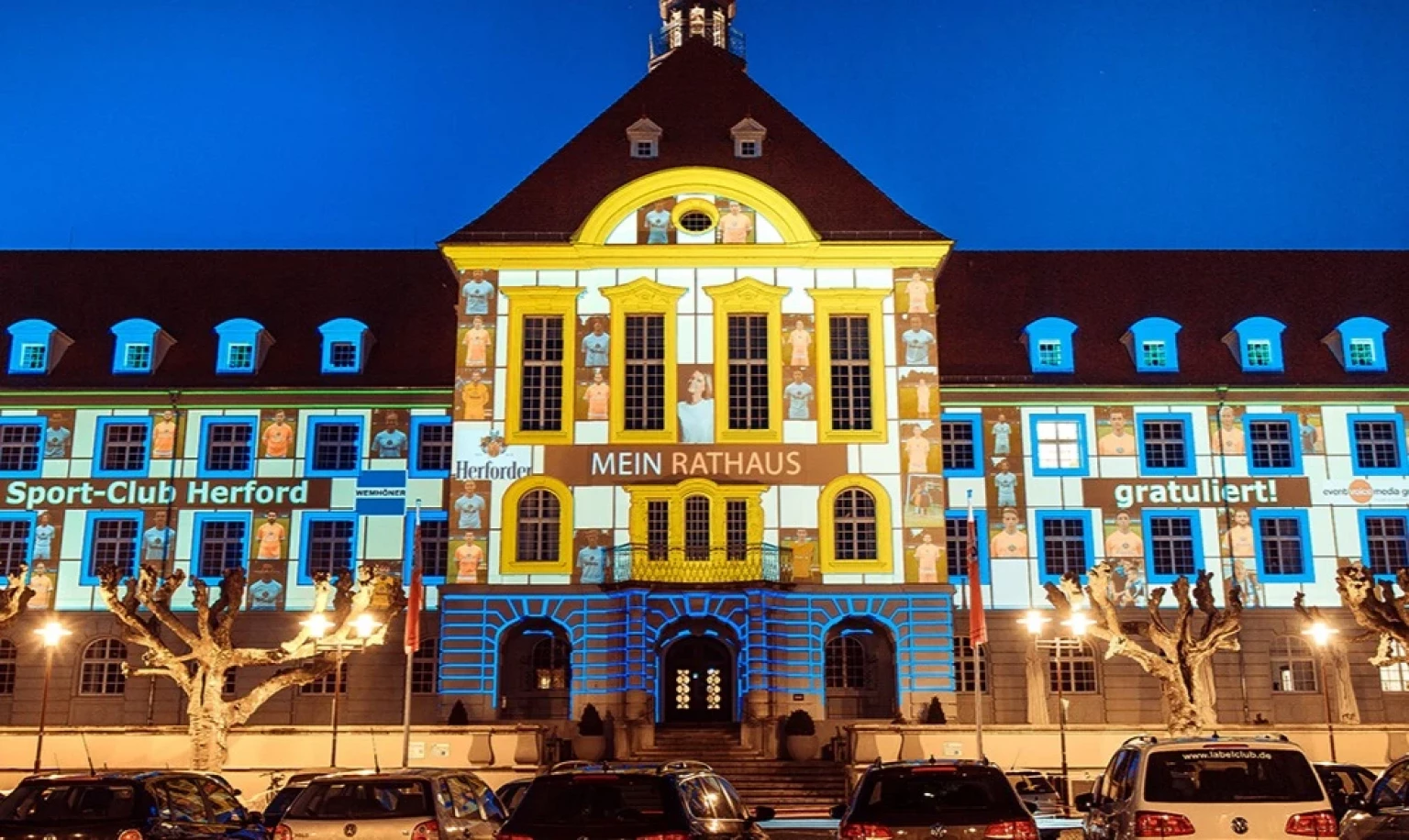 Interactive Facade Projection Herford Town Hall